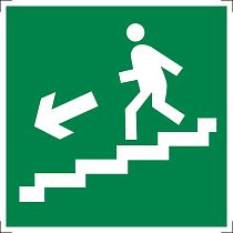 Знак фотолюминесцентный Направление к эвакуационному выходу по лестнице вниз (правосторонний)